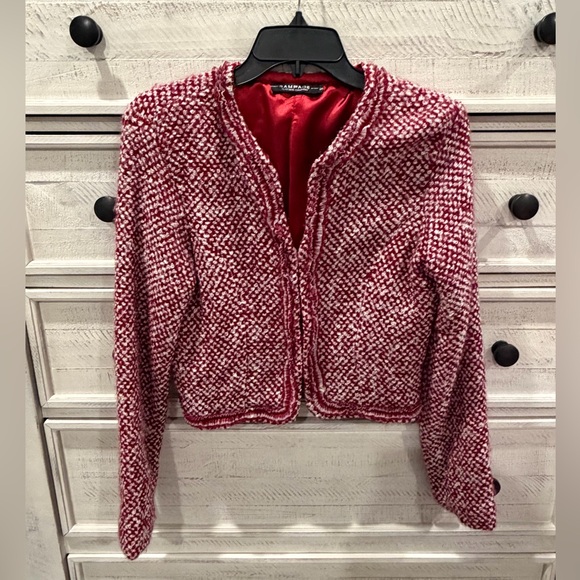 Rampage | Red Tweed Cropped Jacket •Y2K Bouclé Blazer • Size S - Picture 2 of 10